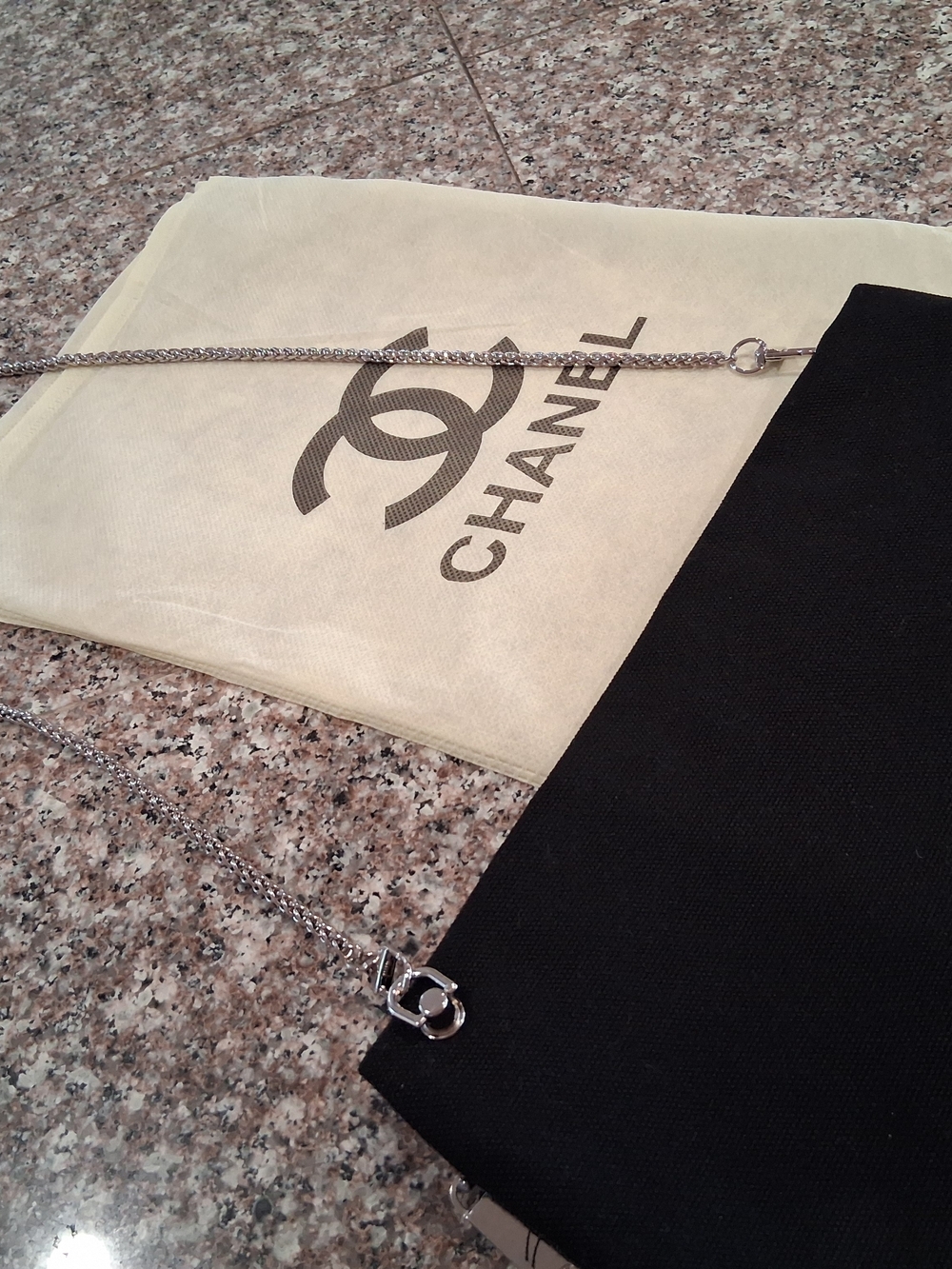 CHANEL Black Canvas Crossbody Bag with Silver Chain Strap - Picture 2 of 6